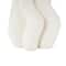 White Ceramic Abstract Ribbed Dimensional Wavy Vase with Floral Shaped Rim